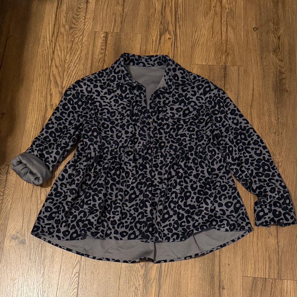 Leopard Print Button-Up Shirt